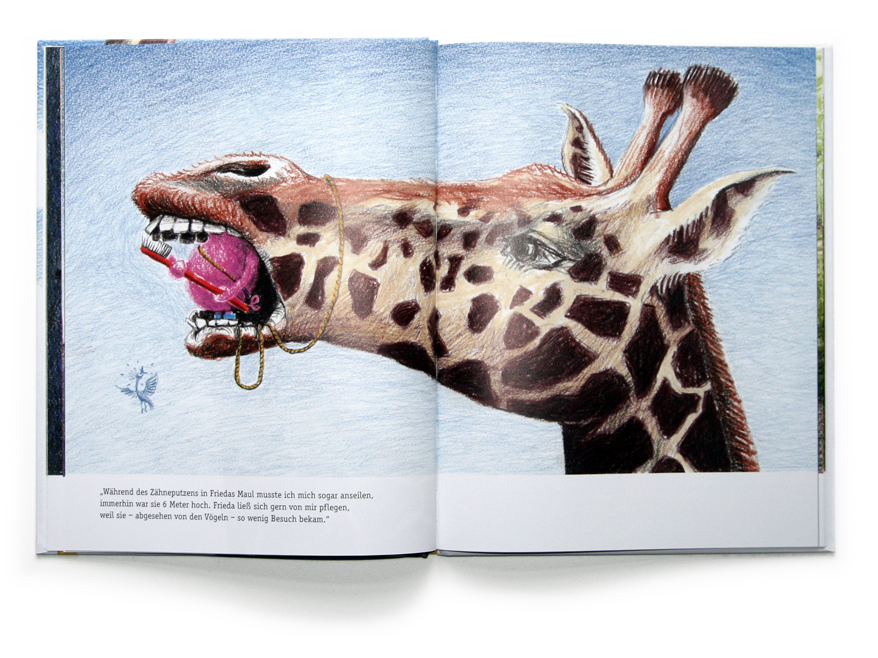 Giraffe, Olli, das Zahnputz-Schwein, Bilderbuch, Schwein, Zähneputzen, Kinder, Tiere, Illustration, Kult, Zoo, Tierzähne